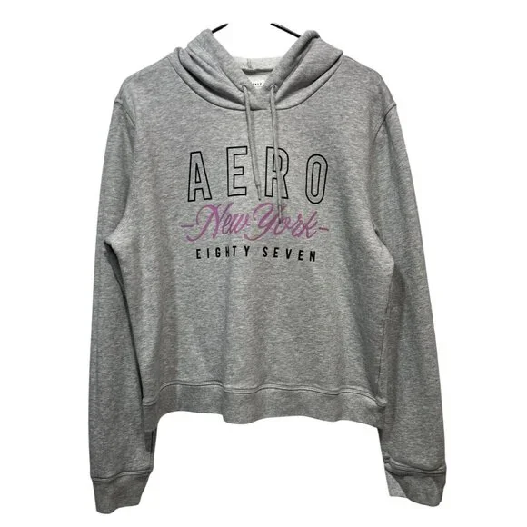 Aeropostale Women Hoodie Gray Long Sleeves Size XL - Picture 4 of 11